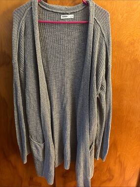 Sonoma Light Gray Open-Front Ribbed Cardigan